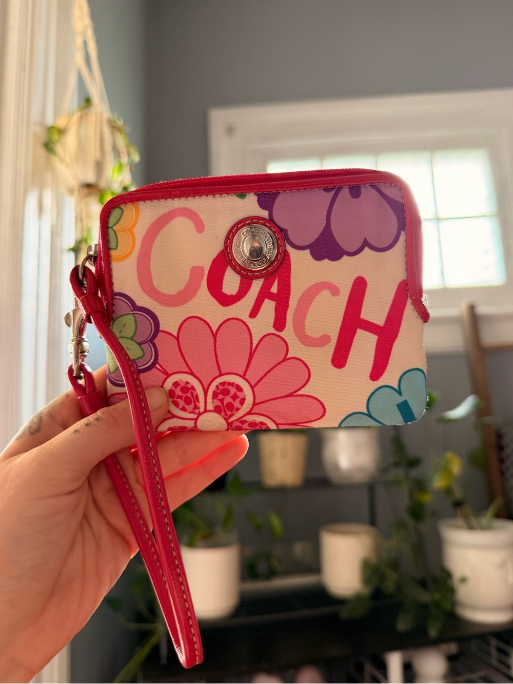 Coach Poppy Daisy Multi-Color Floral Wristlet/Wallet
